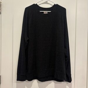 Faherty Brand Mens XL Black Textured Raglan Sleeve Crewneck Sweatshirt Pullover